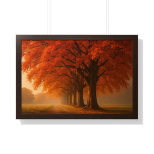 Gallery Canvas Wraps Autumn Trees Woods Framed Poster by Dipaliz - 30’’ x 20’’ / Walnut - Posters Prints & Visual