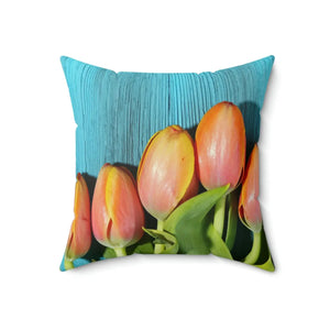 Polyester Square Pillow – Blue Textured Surface - Dipaliz - Throw Pillows