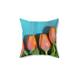 Polyester Square Pillow – Blue Textured Surface - Dipaliz - Throw Pillows