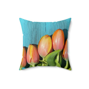 Polyester Square Pillow – Blue Textured Surface - Dipaliz - Throw Pillows