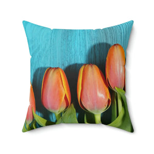 Polyester Square Pillow – Blue Textured Surface - Dipaliz - Throw Pillows