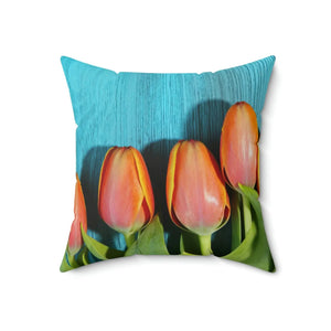 Polyester Square Pillow – Blue Textured Surface - Dipaliz - Throw Pillows