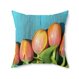 Polyester Square Pillow – Blue Textured Surface - Dipaliz - Throw Pillows