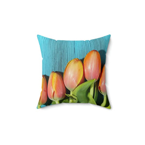 Polyester Square Pillow – Blue Textured Surface - Dipaliz - Throw Pillows