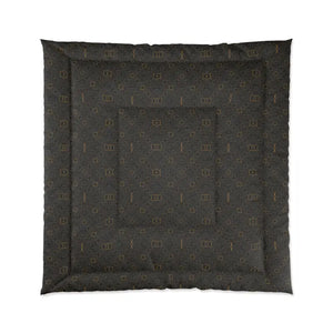 Unique Gold Pattern on Greyish Black Comforter - 88’’ × - Quilts & Comforters