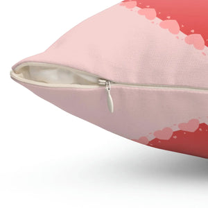 Heart Print Polyester Square Pillow - Valentine Day - Dipaliz - Throw Pillows