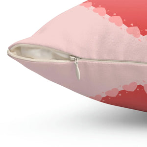 Heart Print Polyester Square Pillow - Valentine Day - Dipaliz - Throw Pillows