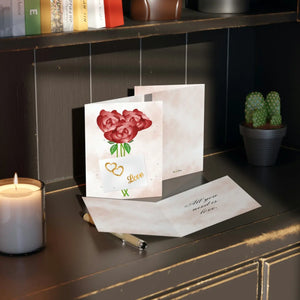 Matte Roses Greeting Cards - Valentine Romance - Dipaliz - & Note