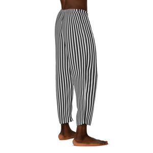 Black and White Vertical Pinstripes Men’s Pajama Pants (aop) - Pajamas