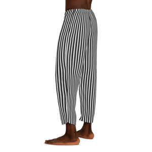 Black and White Vertical Pinstripes Men’s Pajama Pants (aop) - Pajamas
