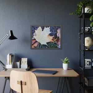 Water Drops on a Maple Leaf Framed Paper Posters - Prints & Visual Artwork