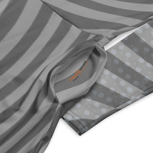Wavy Grey Stripes Print Long Sleeve Midi - Dipaliz - Dresses - Xs