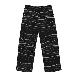 Wavy Stripes on Black Men’s Pajama Pants (aop) - Pajamas