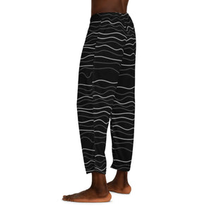 Wavy Stripes on Black Men’s Pajama Pants (aop) - Pajamas