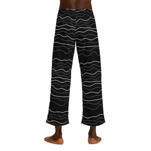 Wavy Stripes on Black Men’s Pajama Pants (aop) - Pajamas