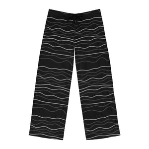 Wavy Stripes on Black Men’s Pajama Pants (aop) - Pajamas