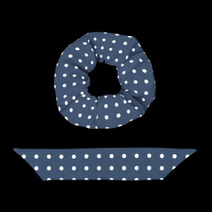 Navy Blue Polka Dots Scrunchie - Recycled Polyester - Dipaliz - Ponytail Holders
