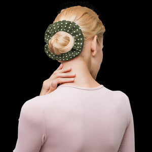 Green Scrunchie White Polka Dots - Recycled Fabric - Dipaliz - Hair Accessories