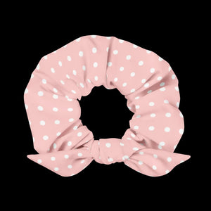 White Polka Dot Scrunchie - Recycled Microfiber - Dipaliz - Ponytail Holders