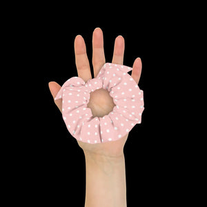 White Polka Dot Scrunchie - Recycled Microfiber - Dipaliz - Ponytail Holders