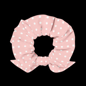 White Polka Dot Scrunchie - Recycled Microfiber - Dipaliz - Ponytail Holders