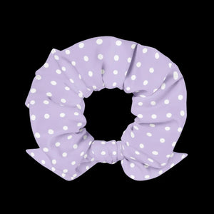 Purple Polka Dots Scrunchie - Recycled Eco Hair Tie - Dipaliz - Ponytail Holders