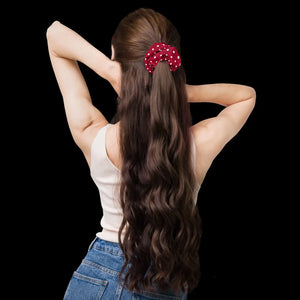 Red Scrunchie - White Polka Dots Recycled Fabric - Dipaliz - Ponytail Holders