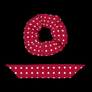 Red Scrunchie - White Polka Dots Recycled Fabric - Dipaliz - Ponytail Holders