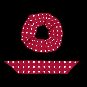 Red Scrunchie - White Polka Dots Recycled Fabric - Dipaliz - Ponytail Holders