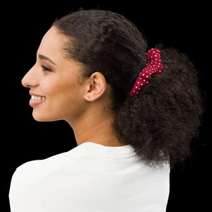 Red Scrunchie - White Polka Dots Recycled Fabric - Dipaliz - Ponytail Holders