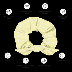 White Polka Dot Scrunchie - Sustainable Recycled Fabric - Dipaliz - Ponytail Holders
