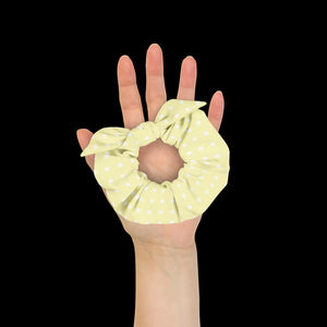 White Polka Dot Scrunchie - Sustainable Recycled Fabric - Dipaliz - Ponytail Holders