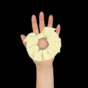 White Polka Dot Scrunchie - Sustainable Recycled Fabric - Dipaliz - Ponytail Holders