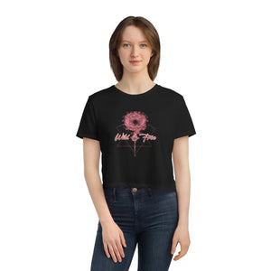 Flowy Cropped Tee Rose Flower Soft Everyday Wear - Dipaliz - T-shirts - m