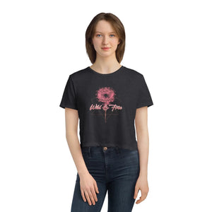 Flowy Cropped Tee Rose Flower Soft Everyday Wear - Dipaliz - T-shirts - m