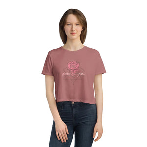 Flowy Cropped Tee Rose Flower Soft Everyday Wear - Dipaliz - T-shirts - m