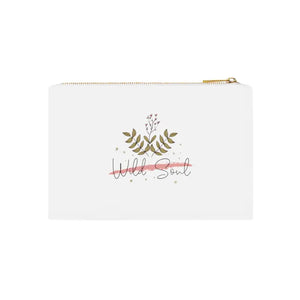 Wild Soul Cosmetic Bag Gold Zipper Cotton Canvas - Dipaliz - White / one Size - & Toiletry Bags