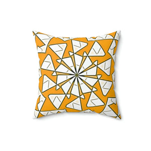 Vibrant Yellow Abstract Polyester Square Pillow - Dipaliz - Throw Pillows