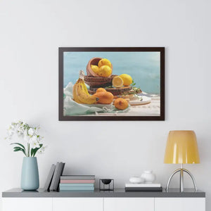 Framed Horizontal Poster Yellow Fruits Bowl Art Dipaliz - 30’’ x 20’’ / Walnut - Posters Prints & Visual Artwork