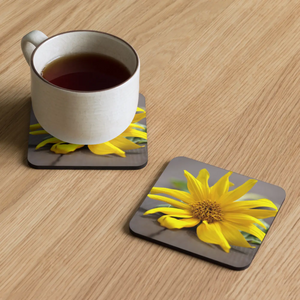 Vibrant Yellow Sunflower Cork Coasters - Mdf - Dipaliz