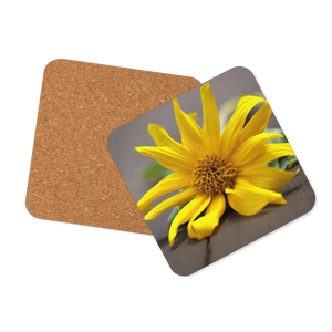 Vibrant Yellow Sunflower Cork Coasters - Mdf - Dipaliz