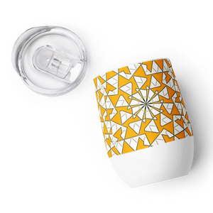 Wine Tumbler - Yellow Triangles Pattern Outdoor Drinkware - Dipaliz - Tumblers