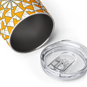 Wine Tumbler - Yellow Triangles Pattern Outdoor Drinkware - Dipaliz - Tumblers