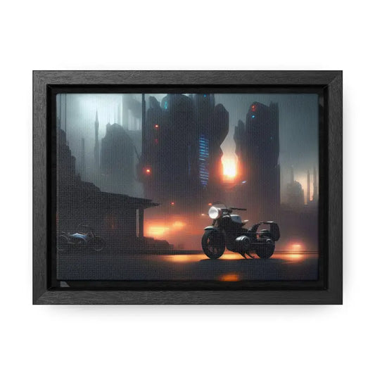 Rev Up your Space with Motorcycle City Night Canvas Wraps - 7’’ x 5’’ / Black / Premium Gallery (1.25″)