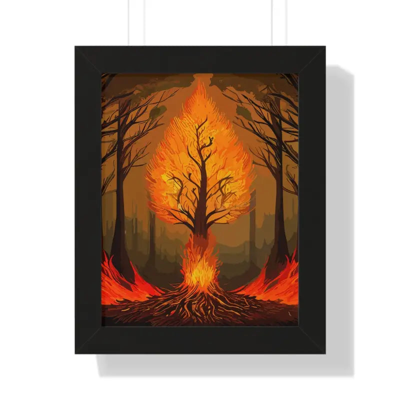 Fiery Tree Framed Vertical Poster - Transform your Space Now! - 11’’ x 14’’ / Black