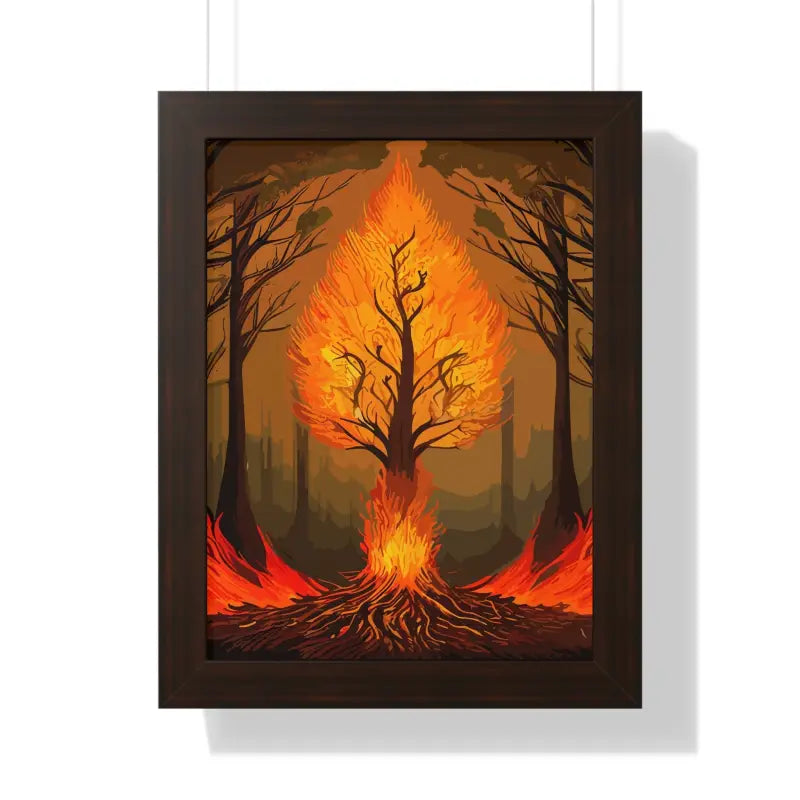 Fiery Tree Framed Vertical Poster - Transform your Space Now! - 12″ x 16″ / Walnut