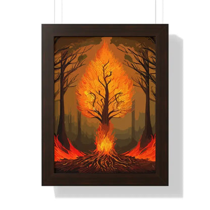 Fiery Tree Framed Vertical Poster - Transform your Space Now! - 12″ x 16″ / Walnut