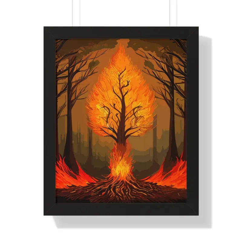 Fiery Tree Framed Vertical Poster - Transform your Space Now! - 16″ x 20″ / Black