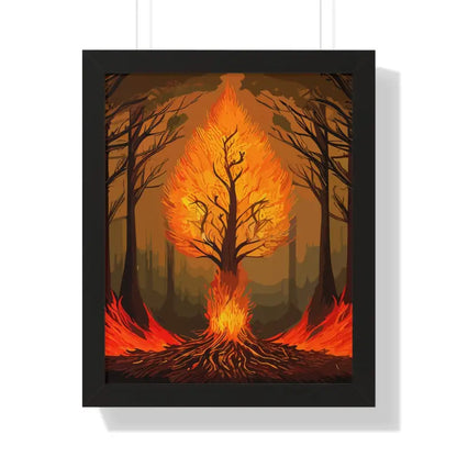 Fiery Tree Framed Vertical Poster - Transform your Space Now! - 16″ x 20″ / Black