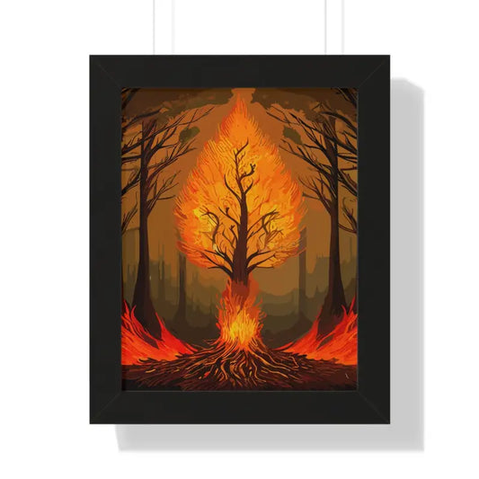 Ignite Your Walls With Fiery Tree Vertical Poster Frame